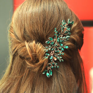 Green and rose gold elegant hair piece